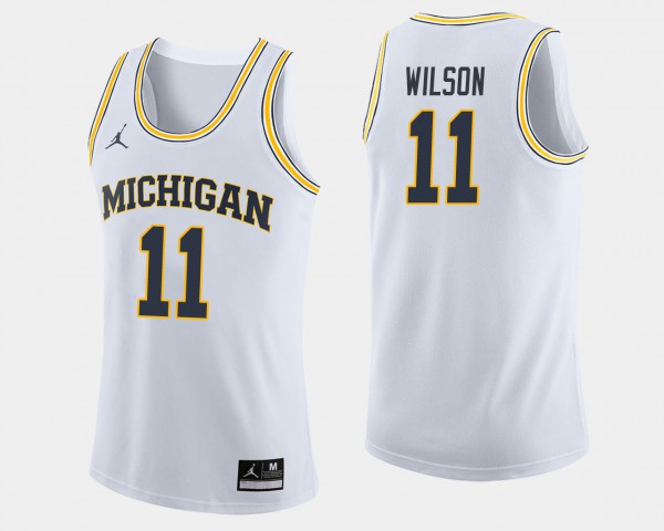 University of Michigan #11 For Men's Luke Wilson Jersey White College Basketball University